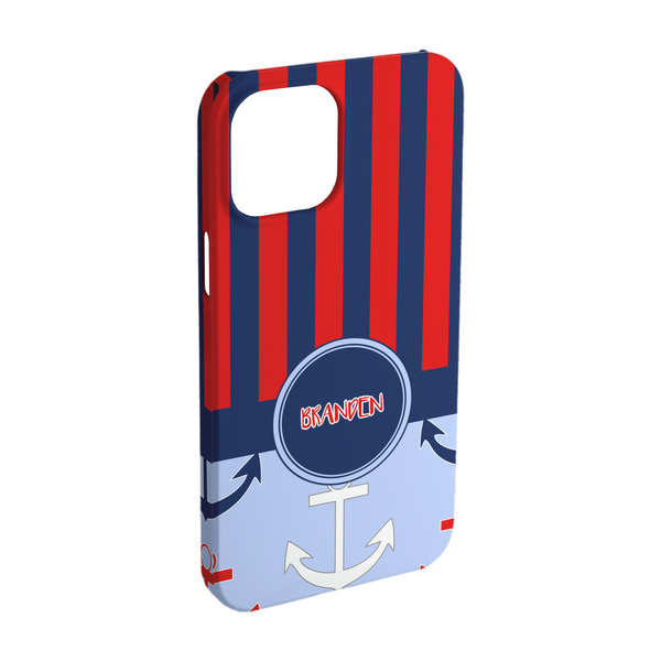 Custom Classic Anchor & Stripes iPhone Case - Plastic - iPhone 15 Pro (Personalized)