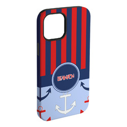 Classic Anchor & Stripes iPhone Case - Rubber Lined (Personalized)