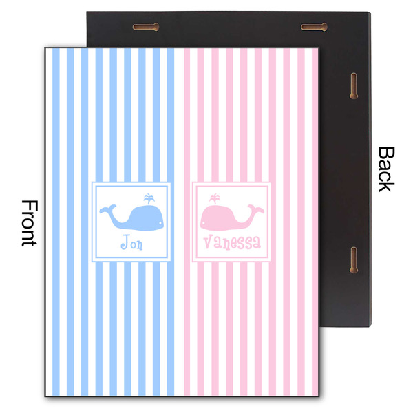 Striped w/ Whales 11x14 Wood Print - Front & Back View