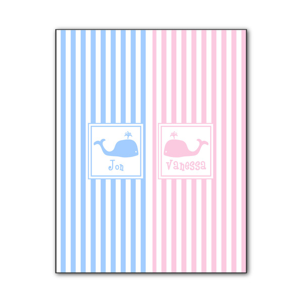 Custom Striped w/ Whales Wood Print - 11x14 (Personalized)