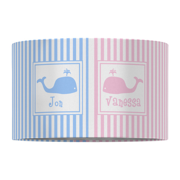 Striped w/ Whales 12" Drum Lampshade - FRONT (Fabric)
