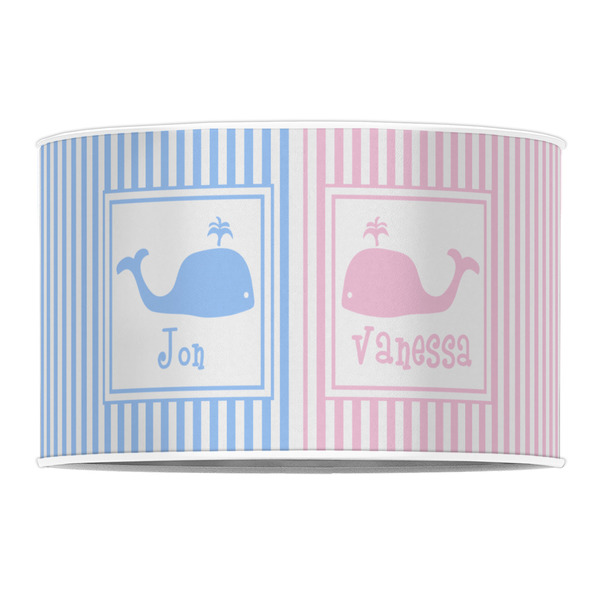 Striped w/ Whales 12" Drum Lampshade - FRONT (Poly Film)