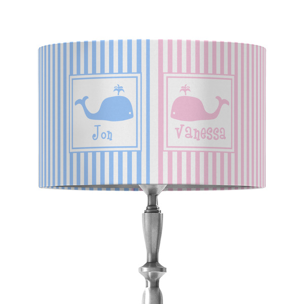 Custom Striped w/ Whales 12" Drum Lamp Shade - Fabric (Personalized)