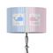 Striped w/ Whales 12" Drum Lampshade - ON STAND (Fabric)