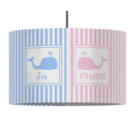 Striped w/ Whales 12" Drum Pendant Lamp - Fabric (Personalized)