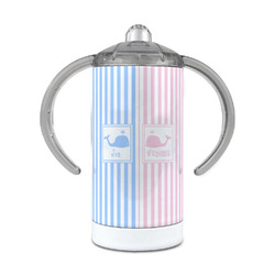 Striped w/ Whales 12 oz Stainless Steel Sippy Cup (Personalized)