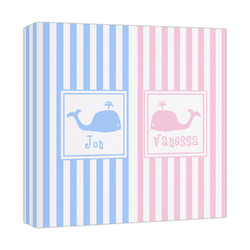 Striped w/ Whales Canvas Print - 12x12 (Personalized)