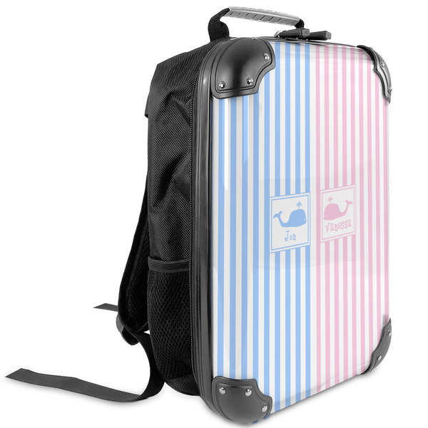 Custom Striped w/ Whales Kids Hard Shell Backpack (Personalized)