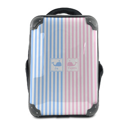 Striped w/ Whales 15" Hard Shell Backpack (Personalized)