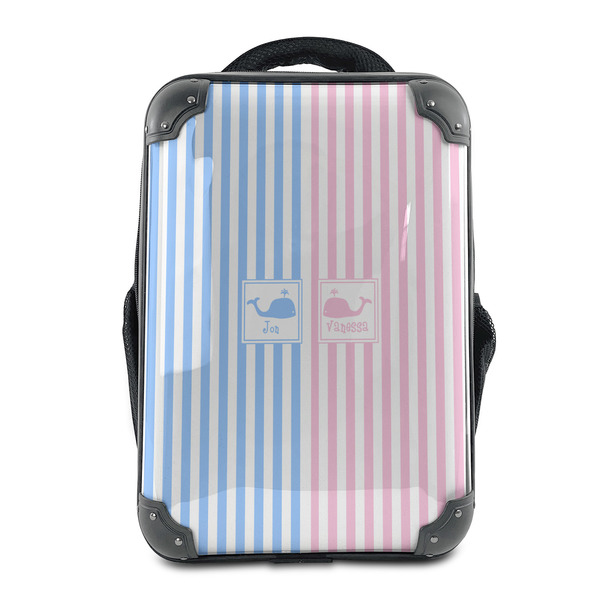 Custom Striped w/ Whales 15" Hard Shell Backpack (Personalized)