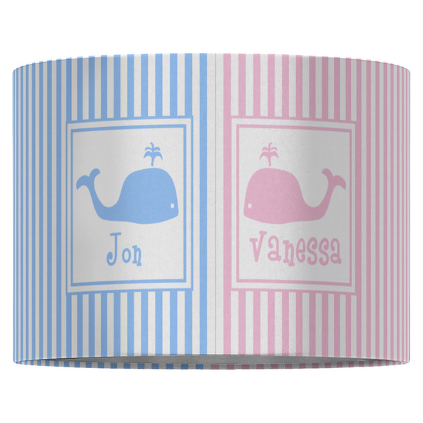 Striped w/ Whales 16" Drum Lampshade - FRONT (Fabric)