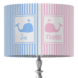 Striped w/ Whales 16" Drum Lamp Shade - Fabric (Personalized)