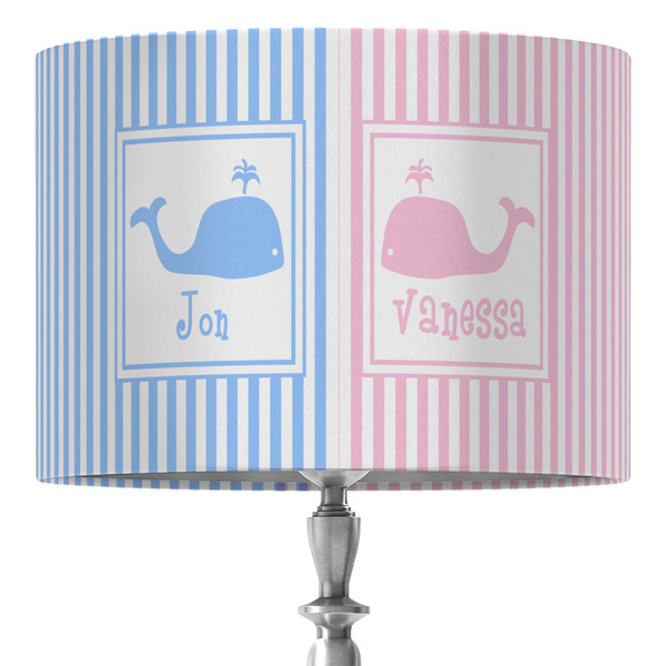 Custom Striped w/ Whales 16" Drum Lamp Shade - Fabric (Personalized)
