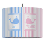 Striped w/ Whales 16" Drum Pendant Lamp - Fabric (Personalized)
