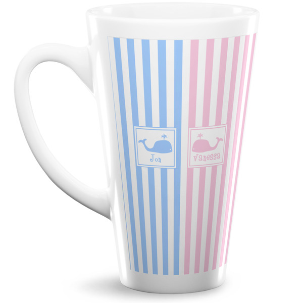 Custom Striped w/ Whales Latte Mug (Personalized)
