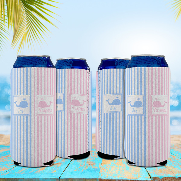 Striped w/ Whales 16oz Can Sleeve - Set of 4 - LIFESTYLE