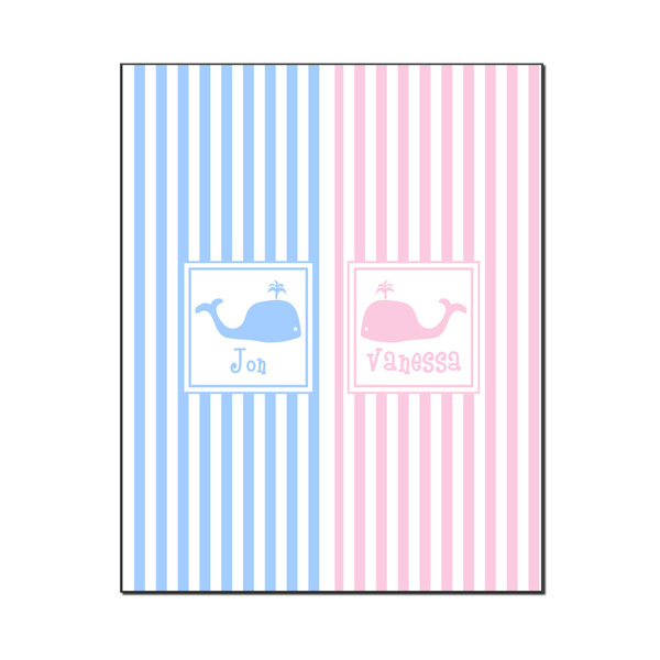 Custom Striped w/ Whales Wood Print - 16x20 (Personalized)