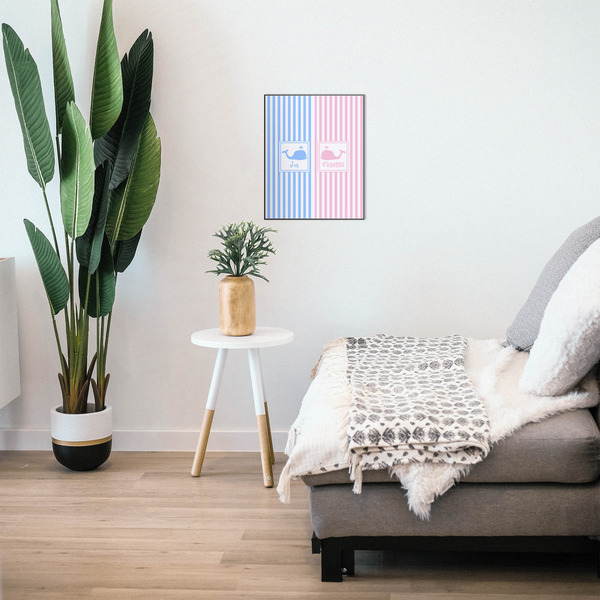 Striped w/ Whales 16x20 Wood Print - In Context