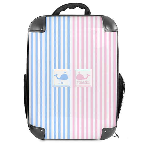 Custom Striped w/ Whales Hard Shell Backpack (Personalized)