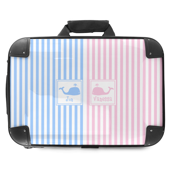 Custom Striped w/ Whales Hard Shell Briefcase - 18" (Personalized)