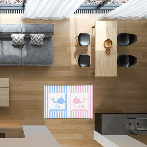 Striped w/ Whales 2'x3' Indoor Area Rugs - IN CONTEXT