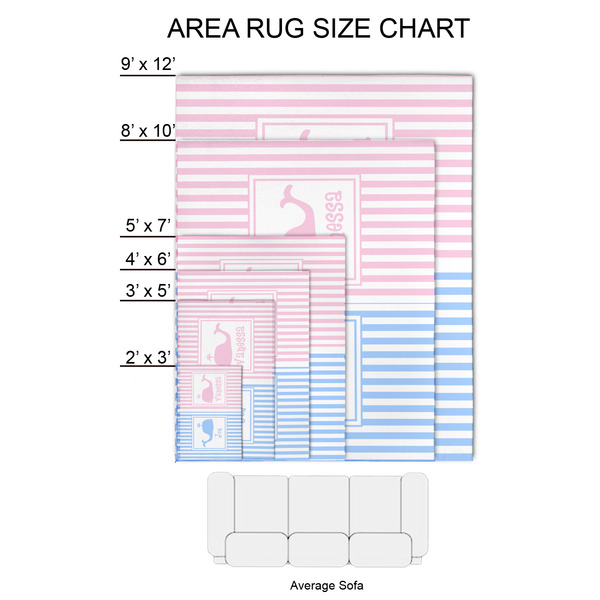 Striped w/ Whales 2'x3' Indoor Area Rugs - Size Chart