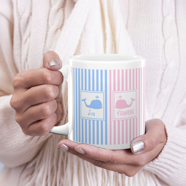 Striped w/ Whales 20oz Coffee Mug - LIFESTYLE
