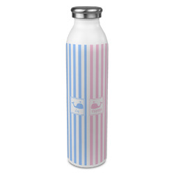 Striped w/ Whales 20oz Stainless Steel Water Bottle - Full Print (Personalized)