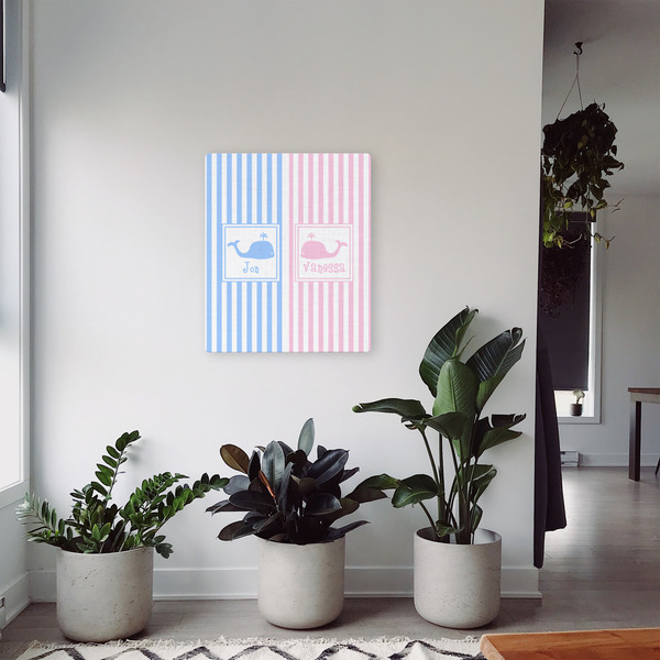 Striped w/ Whales 20x24 - Canvas Print - In Context