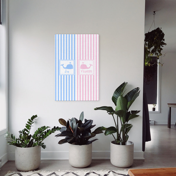 Striped w/ Whales 20x30 - Canvas Print - In Context