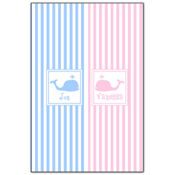 Striped w/ Whales Wood Print - 20x30 (Personalized)