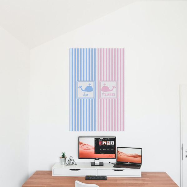 Striped w/ Whales 24x36 - Matte Poster - On the Wall