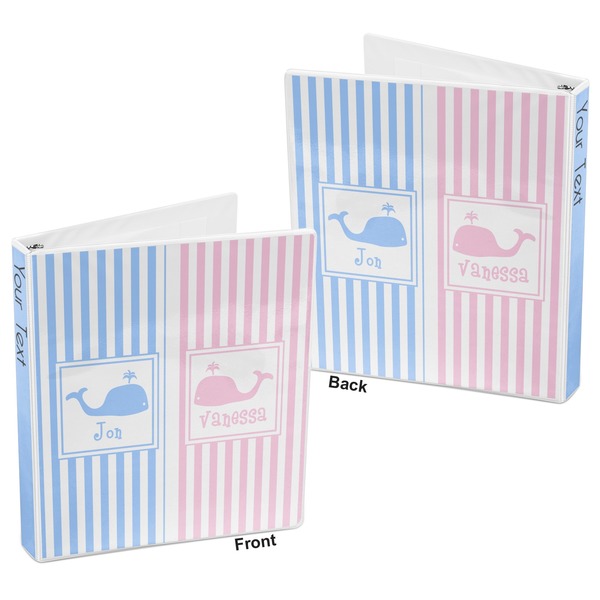 Striped w/ Whales 3-Ring Binder Front and Back