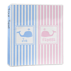 Striped w/ Whales 3-Ring Binder - 1 inch (Personalized)