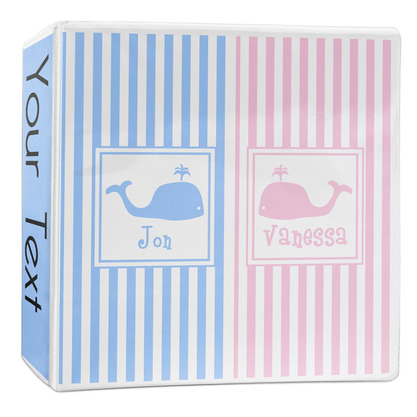 Custom Striped w/ Whales 3-Ring Binder - 2 inch (Personalized)