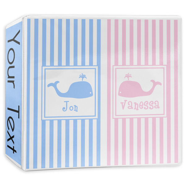 Custom Striped w/ Whales 3-Ring Binder - 3 inch (Personalized)