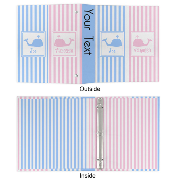 Striped w/ Whales 3 Ring Binders - Full Wrap - 1" - APPROVAL