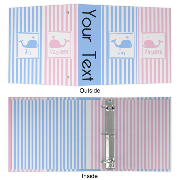 Striped w/ Whales 3 Ring Binders - Full Wrap - 2" - APPROVAL