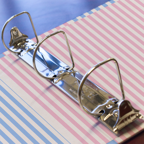 Striped w/ Whales 3 Ring Binders - Full Wrap - 2" - DETAIL