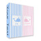 Striped w/ Whales 3 Ring Binder - Full Wrap - 2" (Personalized)