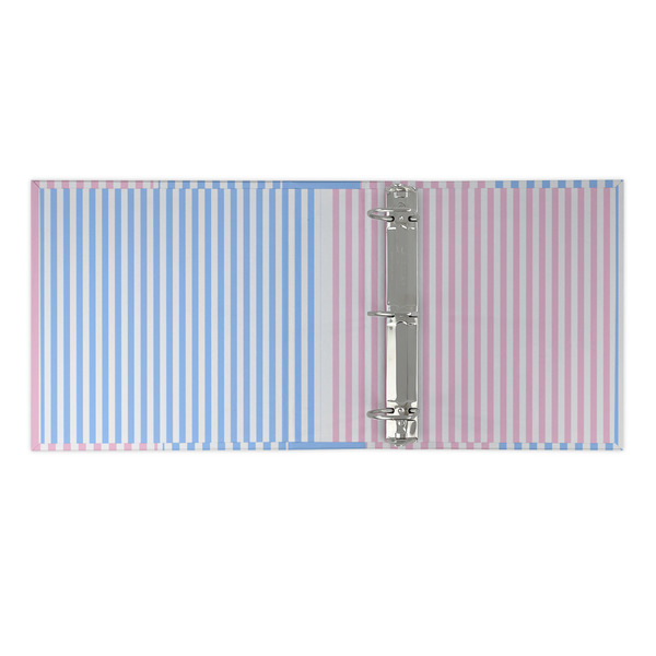 Striped w/ Whales 3 Ring Binders - Full Wrap - 2" - OPEN INSIDE