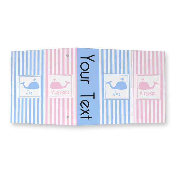 Striped w/ Whales 3 Ring Binders - Full Wrap - 2" - OPEN OUTSIDE