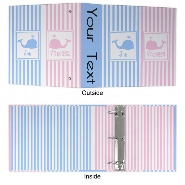 Striped w/ Whales 3 Ring Binders - Full Wrap - 3" - APPROVAL