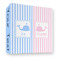 Striped w/ Whales 3 Ring Binders - Full Wrap - 3" - FRONT