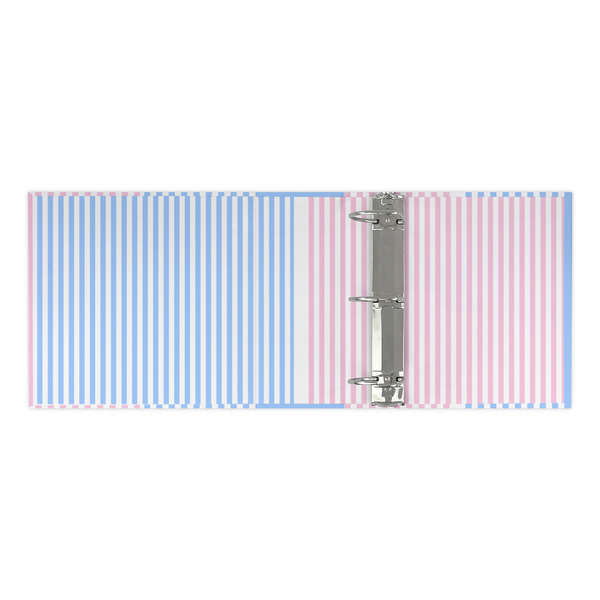 Striped w/ Whales 3 Ring Binders - Full Wrap - 3" - OPEN INSIDE