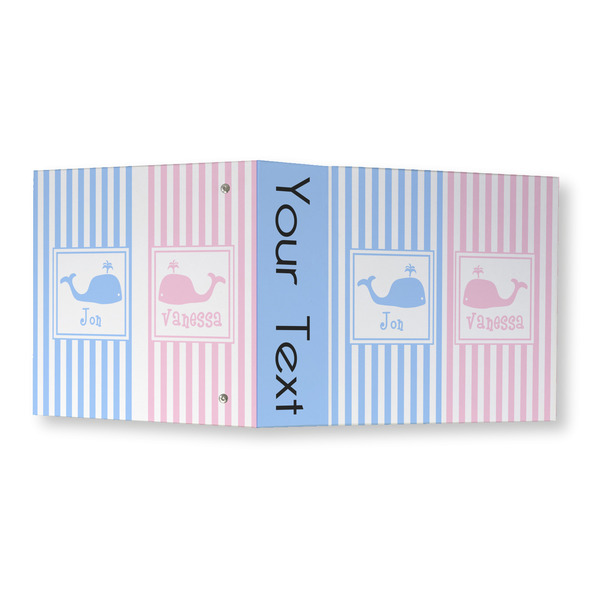 Striped w/ Whales 3 Ring Binders - Full Wrap - 3" - OPEN OUTSIDE