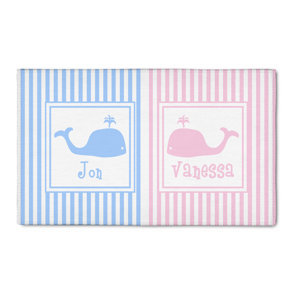 Custom Striped w/ Whales 3' x 5' Indoor Area Rug (Personalized)