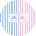 Striped w/ Whales Multipurpose Round Labels - 4" (Personalized)