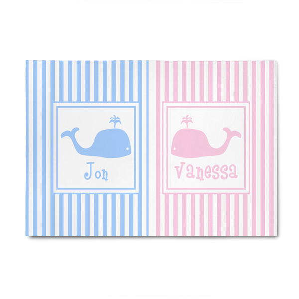 Custom Striped w/ Whales 4' x 6' Patio Rug (Personalized)