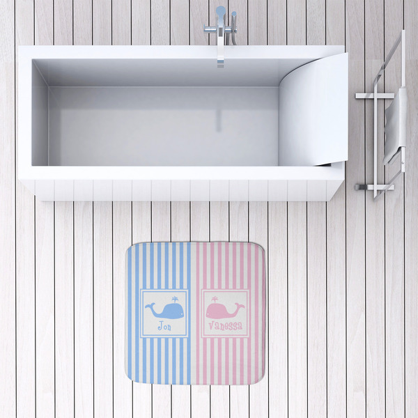 Striped w/ Whales 48x48 Foam Memory Mat - LIFESTYLE